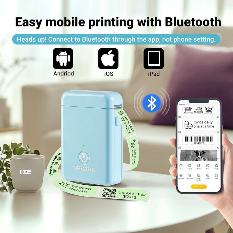 ARGBROW Label Maker Machine with Tape, X1 Portable Bluetooth Mini Label Printer, Support Pre-Cut & Continuous Label, Wireless Small Label Makers with Versatile App for School Home Office Organization - Image 3